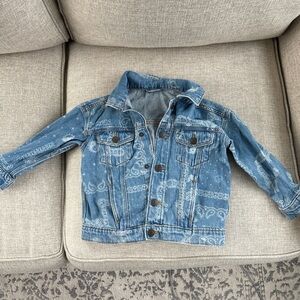 Kids Printed Blue Denim Jacket